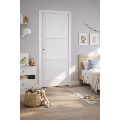 Bloc Porte Korya Blanc 3 Panneaux H204 X L73 Poussant Droite Cotes Tableau
