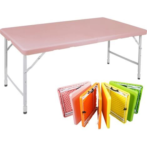 AMXCNOY Table pliante portable robuste de 125 cm avec poignée, hauteur réglable, multifonctionnelle, idéale pour le camping, les pique-niques et les fêtes en intérieur/extérieur, capacité de charge 13 (1/5)