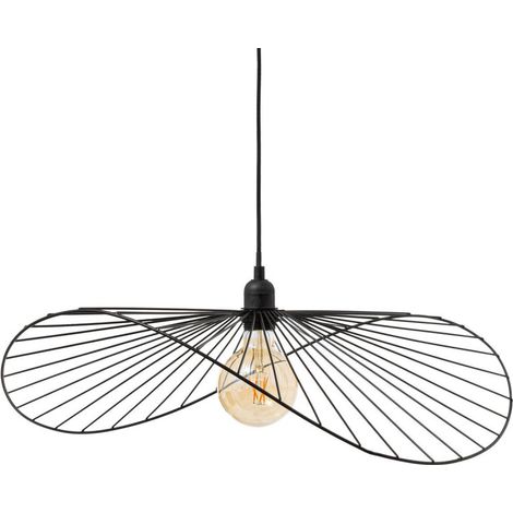Atmosphera – Suspension en métal noir D. 58 cm – Hauteur ajustable – Douille E27 – Puissance maximale 40W – Pour salle à manger moderne (1/5)