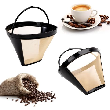 Filtre à Cafe Permanent Filtre Café Reutilisable 100 Mailles Filtre a Cafe en Acier Inoxydable Taille 4 pour Machine à Café Cuisine Bureau Café 8 à 12 Tasses 2 Pièces (1/5)