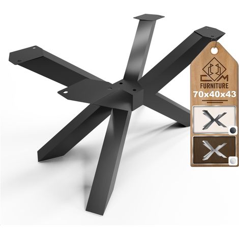 Patas de mesa CM Furniture Spider - Negras - Altura 43 cm - Patas para mesa de centro - Base de acero - Alto 43 x Ancho 40 x Largo 70 cm - Patas para mesa de comedor, fácil montaje por una persona (1/5)