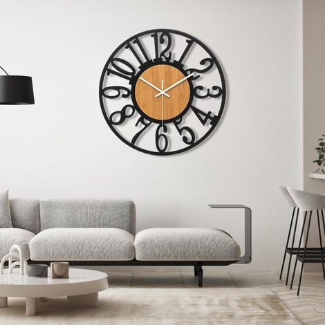 Große, geräuschlose Metallwanduhr (40 cm) im Vintage-Stil für Wohnzimmer, Schlafzimmer, Küche und Büro. (1/4)