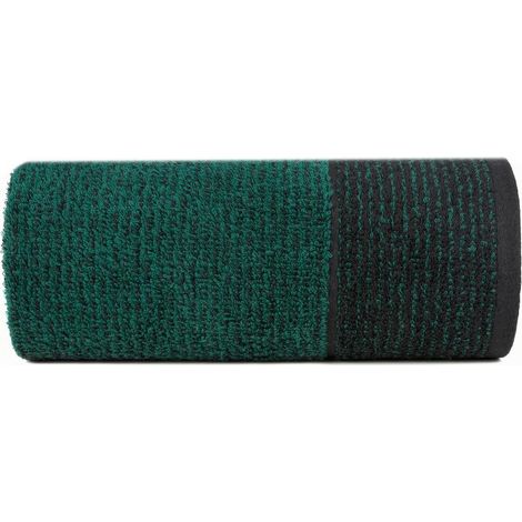 Leon Handtuch 50x90 schwarz-türkis mit Jacquard-Streifenmuster, Frottee 500 g/m²
