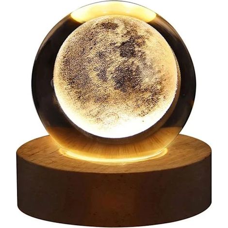 Lampe boule de cristal 3D unique avec projections de galaxie et de planètes, veilleuse USB (1/3)