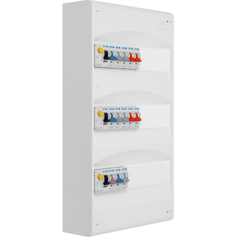 EATON Tableau 3 rangées pré-équipé 2 inter. diff. 40A type A + 1 inter. diff. 63A + 13 disjoncteurs (1/4)