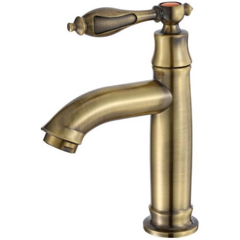 Robinet de lavabo rétro à levier unique en laiton et bronze, robinet d'eau froide simple (1/4)