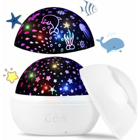 Projecteur océanique avec ciel étoilé, veilleuse, USB, blanc, pour enfants. (1/4)