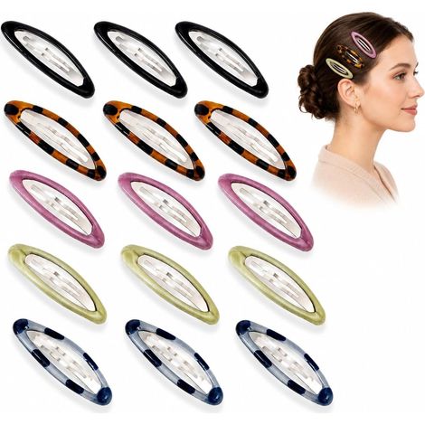 Set mit 15 ovalen Haarclips für Damen, große, 6,9 cm lange, rutschfeste Metallclips für dickes und dünnes Haar, nahtlose Haaraccessoires (1/5)