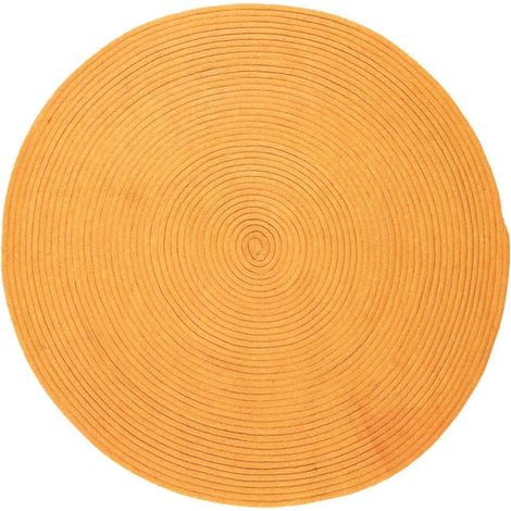 TAM TAM - Tapis en coton réversible effet cordage jaune orangé diam.120 (1/4)