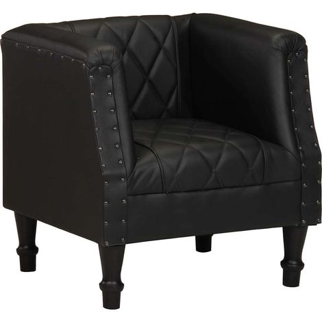 vidaXL Chaise cabriolet Noir Cuir véritable de chèvre (1/5)