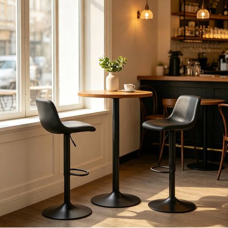 Set di 2 sgabelli da bar neri 37 x 44 x 82-104 cm, girevoli e regolabili (1/5)