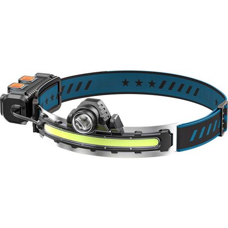 Lampada frontale a LED ricaricabile tramite USB, potente lampada frontale a LED, lampada frontale COB impermeabile per campeggio con modalità sensore sensibile per escursionismo, ciclismo, passeggiate (1/5)