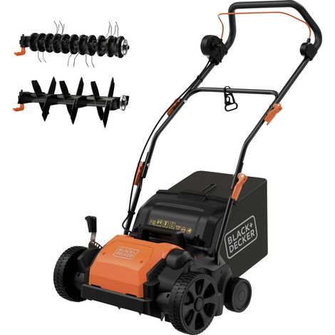 Black & Decker – Elektro-Vertikutierer 1.200 W – 30 cm Schnittbreite – 3-in-1 Funktion: Vertikutieren, Lüften, Fangsack – 35 l Fangsack für bis zu 300 m² (1/5)