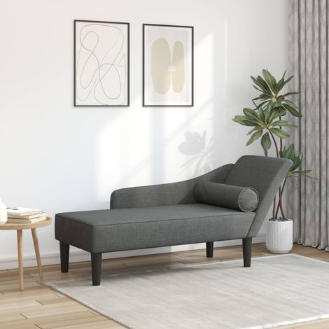 vidaXL Chaise Lounge with Cushions Dark Grey Fabric