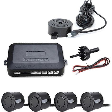 Kit de capteurs de stationnement universel pour voiture, comprenant 4 capteurs, avertisseur sonore, radar de recul et sonde d'alerte. (1/4)