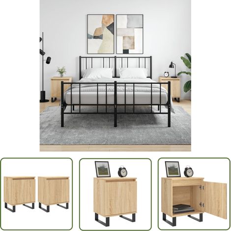 The Living Store Tables de chevet 2pcs chêne sonoma 40x30x50cm bois d'ingénierie - Table De Chevet - Meuble De Chambre - Table De Nuit - Commode - Étagère Murale (1/5)