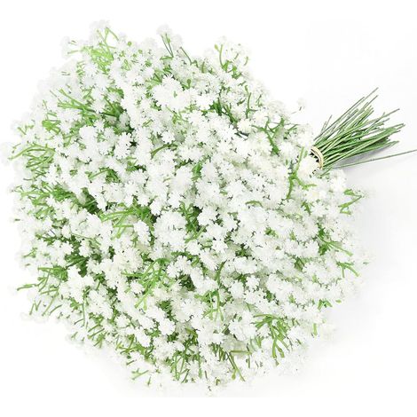 Fleurs artificielles blanches faites à la main, bouquet de 15 pièces au toucher réaliste, effet voile de mariée, utilisable pour la décoration intérieure et les mariages, protection UV-AquaForge (1/5)