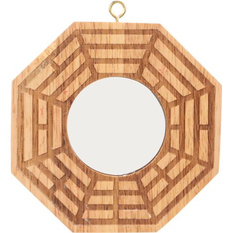 Miroir Bagua en bois concave, pendentif de porte extérieure, porte-bonheur et prospérité (1/5)