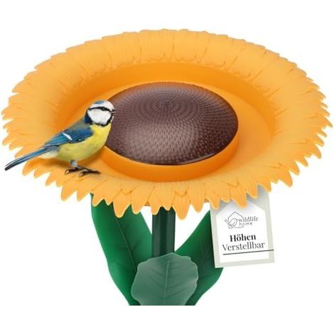 wildlife home Fleur à boire et à nourrir, bain d'oiseaux debout pour oiseaux sauvages 60 cm I Distributeur de nourriture pour oiseaux dans le jardin (1/5)