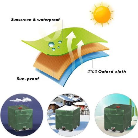 Odipie – Bâche de protection pour cuve IBC 1000L – Tissu Oxford 210D imperméable – Dimensions 120 x 100 x 116 cm – Anti-poussière et protection solaire (1/4)