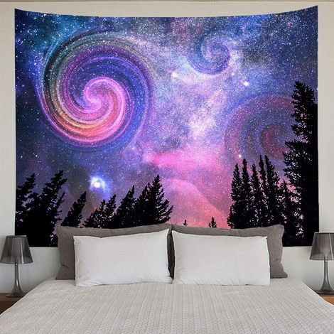 (150 x 200 cm, 59 x 79 Zoll) Wandteppich „Waldsternenhimmel“, psychedelisch (1/5)