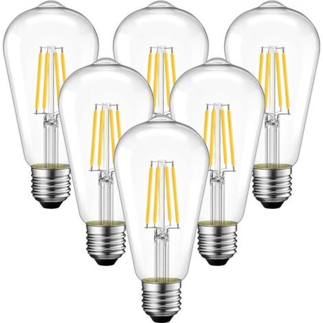 [NON UTILIZZATO] Lampadina a filamento LED E27 ST64 da 4W, 470 lm equivalente a una lampadina a incandescenza da 40W, lampada retrò Edison in vetro trasparente, luce gialla calda 2200K, non dimmerabil
