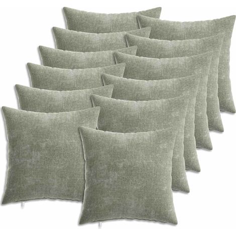 vidaXL Federa 12 pz HEERLEN Verde 40 x 40 cm Tessuto Chenille