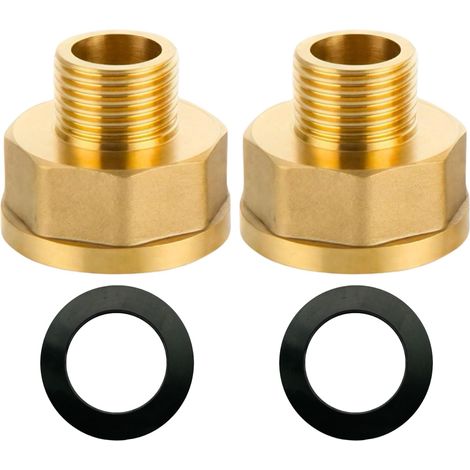 Mamelon double G1/2" (Ø 20mm) laiton mâle,4 pièces hexagonal G1/2"M/M,Raccord de jonction 2 x M Raccord fileté,Double mamelon Raccords en convient pour l'eau potable À Manchon Réduit Femelle/Mâle (1/5)