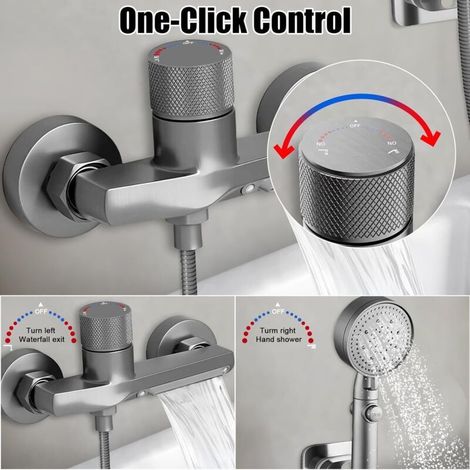 Mitigeur Douche Thermostatique, Mitigeur Thermostatique Bain Douche en laiton, Mitigeur Baignoire avec 2 Sorties d'eau, Robinet (1/5)