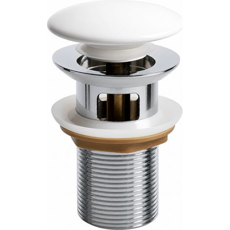 Válvula de Lavabo Clic Clac Inoxidable con Rebosadero 42 mm Blanco (1/5)