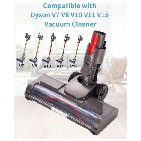NALOOKAMIC Brosse Compatible avec Dyson V7 V8 V10 V11 V15, Tête de Brosse Rechangeable Acessoire à Entraînement Direct avec 4 Lumières LED pour Sols Durs et Moquettes