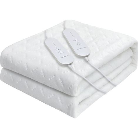 Surmatelas Chauffant 2 Places 130W 160x140 cm 4 Température 2 Télécommande Arrêt Automatique Protection Contre la Surchauffe