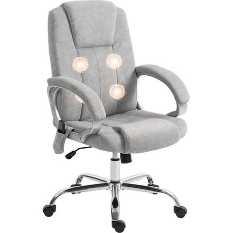 Fauteuil de bureau - HOMCOM - massant et chauffant - hauteur et accoudoirs réglables - 65 x 70 x 119 cm - velours - gris (1/5)