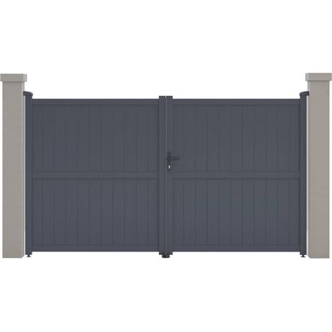 Gartentor aus Aluminium Maurice - 299.5 x 155.9 cm - Grau