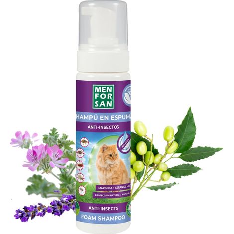 Menforsan Shampoo Schiuma Anti-Infestazione per Gatti, Non Richiede Acqua, 200 Ml (1/5)