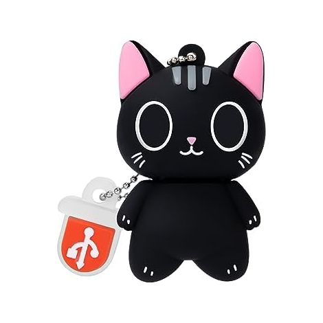 Clé USB 64 Go, Clef USB 2.0 Clé à Molette Flash Drive Stockage Disque Mémoire Stick Forme de Chat de Dessin Animé pour Le Stockage et la Sauvegarde (1/4)