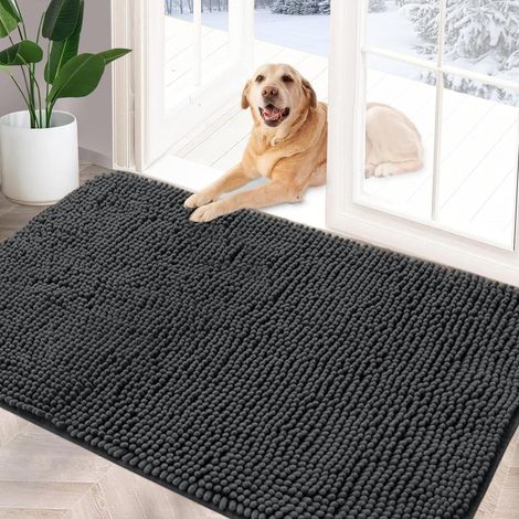 Tapis paillasson antidérapant 60x90cm – Ultra absorbant en microfibre – Lavable et à séchage rapide – Pour chiens boueux