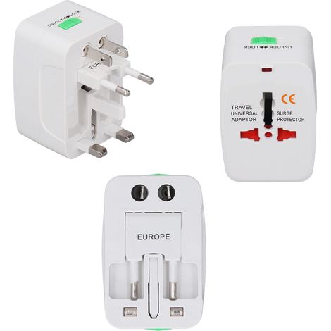 Universal-Reiseadapter – 3er-Pack EU-Stecker Typ E/F – Kompatibel mit 110–240 V – Robustes ABS-Gehäuse mit Tragetasche (1/5)