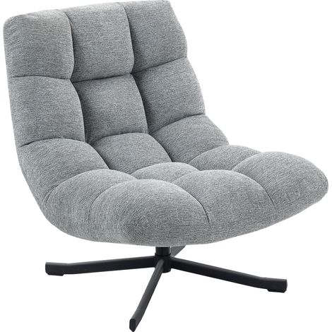 Fauteuil salon sans accoudoirs, chaise pivotante en tissu chenille imperméable, assise large, 75 x 95 x 90 cm, gris