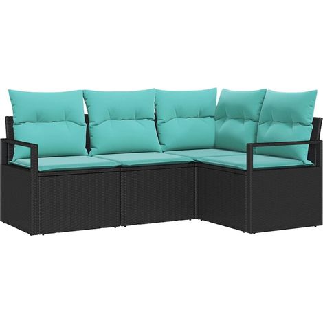 Maison Exclusive - Sofa Set 4 pcs Schwarz Poly-Rattan