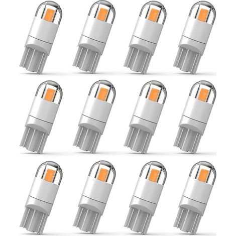 12pcs 194 LED Ampoule de voiture 3030 Chipset 2SMD T10 194 168 W5W Ampoule LED Wedge 1.5W 12V Plaque d'immatriculation Courtoisie Ét (1/5)