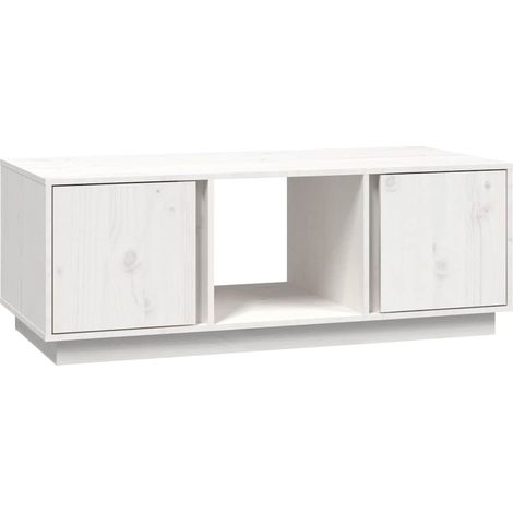 Maison Exclusive - Couchtisch Weiß 110x50x40 cm Massivholz Kiefer (1/5)