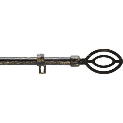 Kit tringle extensible 120 à 210 cm patiné Alpha noir or (1/4)