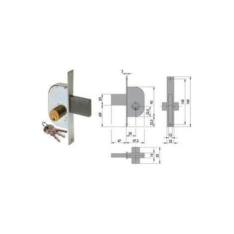 SERRATURA DA INFILARE PER CANCELLI SOLO SCROCCO 42110- - mm.30 (42110300) - 2 pezzi CISA