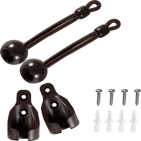 Corde coupe-vent pour rideau, boucle élastique noire, ensemble de 2 pièces comprenant vis et accessoires.