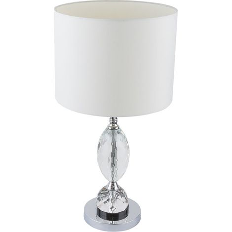 Lampada da tavolo da scrittura Lampada Cromo Tessile Bianco Cristallo Vetro Camera da letto Ufficio