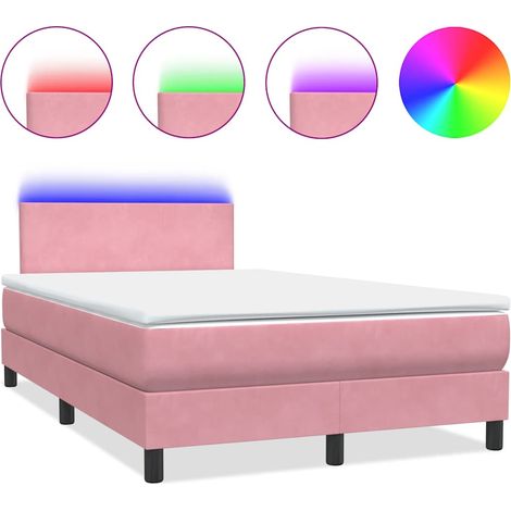 Maison Exclusive - Letto a Molle con Materasso e LED Rosa 120x210 cm in Velluto