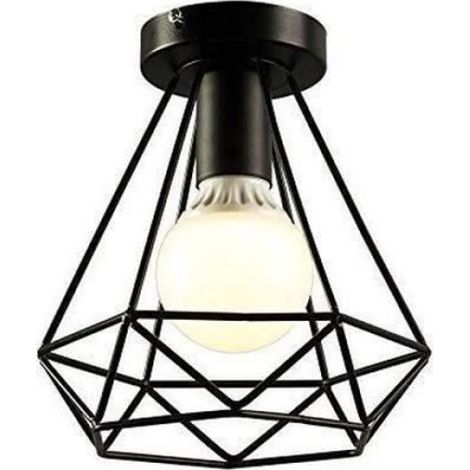 Plafonnier Industriel - Cage Métallique Carrée - Pour Couloir Allée Porche Chambre - 20x20 cm - E27 - 2 Pièces (1/4)