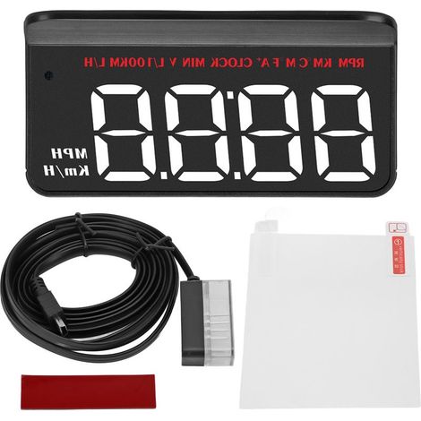 Affichage HUD universel OBDII, alarme de survitesse, projecteur de pare-brise, compteur tête haute, jauge de température d'eau pour voiture (1/5)