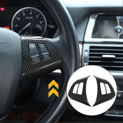Inserts décoratifs pour boutons de volant aspect fibre de carbone pour BMW X5 E70 à partir de 2008
